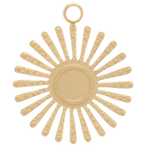 Dije sol texturado de 14 mm para cabujón de 4 mm - Acero inoxidable dorado 316L x1