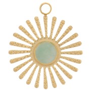 Dije sol texturado de 14 mm para cabujón de 4 mm - Acero inoxidable dorado 316L x1