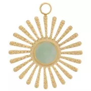 Dije sol texturado de 14 mm para cabujón de 4 mm - Acero inoxidable dorado 316L x1