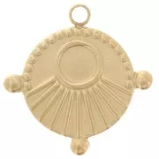 Dije redondo estampado 16mm para cabujón de 4mm - Dorado 316L Acero Inoxidable x1