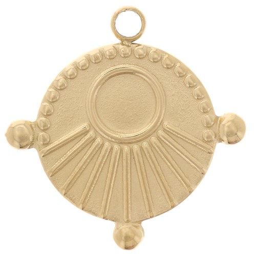 Dije redondo estampado 16mm para cabujón de 4mm - Dorado 316L Acero Inoxidable x1