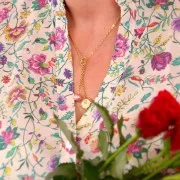 Dije redondo estampado 16mm para cabujón de 4mm - Dorado 316L Acero Inoxidable x1