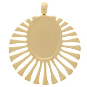 Dije redondo de 14 mm para cabujón de 8x6 mm - Acero inoxidable Dorado 304 x1