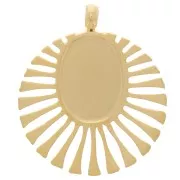 Dije redondo de 14 mm para cabujón de 8x6 mm - Acero inoxidable Dorado 304 x1