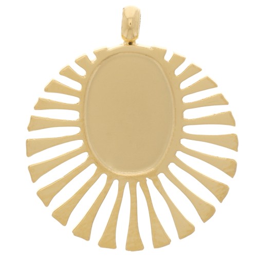 Dije redondo de 14 mm para cabujón de 8x6 mm - Acero inoxidable Dorado 304 x1