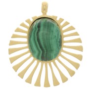 Colgante redondo de 14 mm para cabujón de 8x6 mm - Acero inoxidable dorado 316L x1