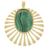 Dije redondo de 14 mm para cabujón de 8x6 mm - Acero inoxidable Dorado 304 x1