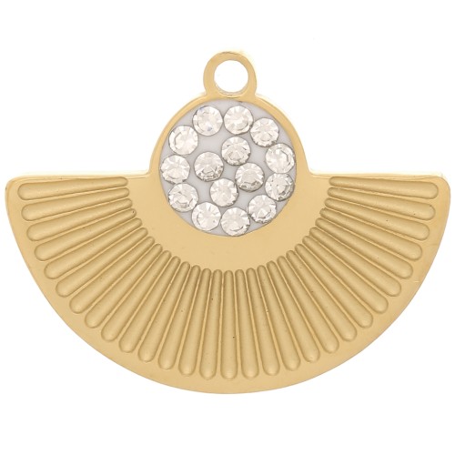 Charm étnico 13x16 mm con resina y óxido de zirconio - Acero inoxidable 316L Dorado x1