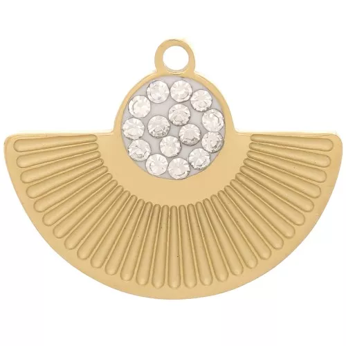 Charm étnico 13x16 mm con resina y óxido de zirconio - Acero inoxidable 316L Dorado x1