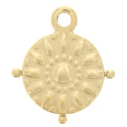 Charm redondo de 15 mm y bolitas - motivo sol - acero inoxidable 316L Gold|raw }}