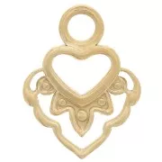 Charm de corazón 17x13 mm - Acero inoxidable dorado 316L x1