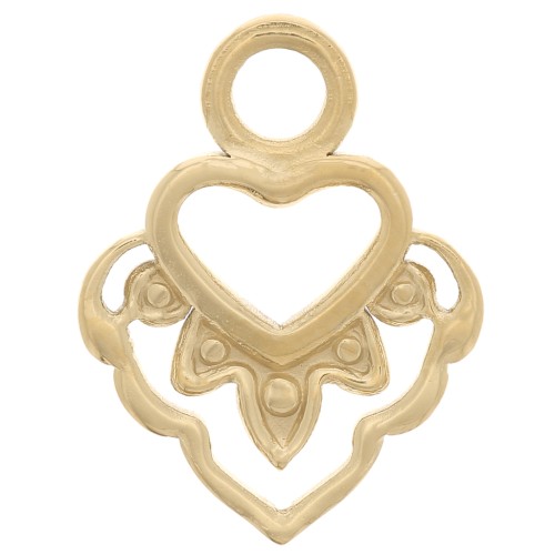 Charm de corazón 17x13 mm - Acero inoxidable dorado 316L x1