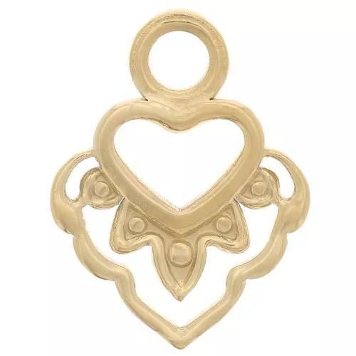 Charm de corazón 17x13 mm - Acero inoxidable dorado 316L x1