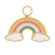 Charm Arco Iris de resina epoxi de 8x10mm - Acero inoxidable dorado 316L x1|raw }}