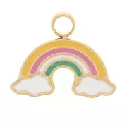 Charm Arco Iris de resina epoxi de 8x10mm - Acero inoxidable dorado 316L x1