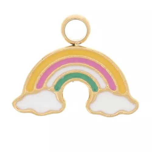 Charm Arco Iris de resina epoxi de 8x10mm - Acero inoxidable dorado 316L x1
