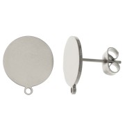 Pendientes de disco de 12 mm con anilla - acero inoxidable 304 x2|raw }}