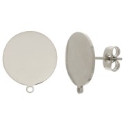 Pendientes de disco de 14 mm con anilla - acero inoxidable 304 x2|raw }}