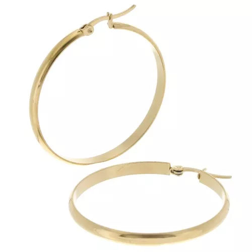 Aros pendientes - Alambre de media caña de 41mm - Acero inoxidable 201 Oro x2