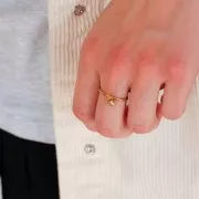 Anillo fino con diseño cerrado - Talla 57 - Acero inoxidable 304 Dorado