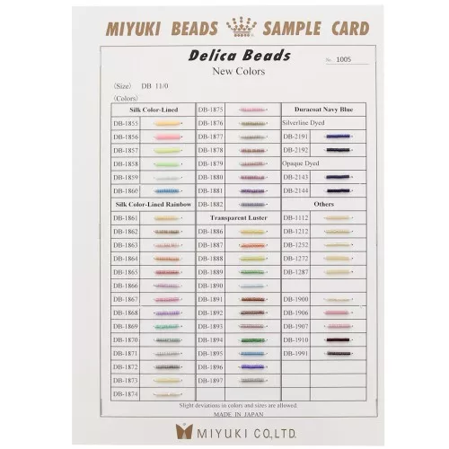 Miyuki Delica 11/0 (DB) - Tarjeta de muestra (n°1005) - Silk & Dyed