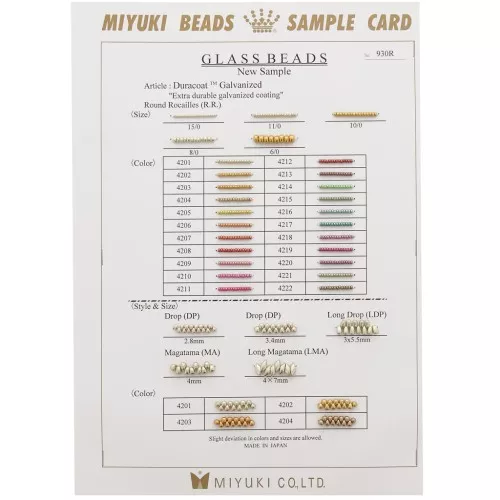 Carta de colores Miyuki - DP MA & LMA - Sample Card (n°930/R) Duracoat Glavanized