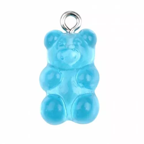 Colgante Oso Acrílico 21x11 mm - Azul transparente x1