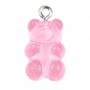 Colgante Oso Acrílico 21x11 mm - Rosa Claro x1
