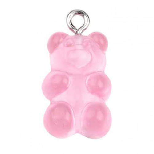 Colgante Oso Acrílico 21x11 mm - Rosa Claro x1