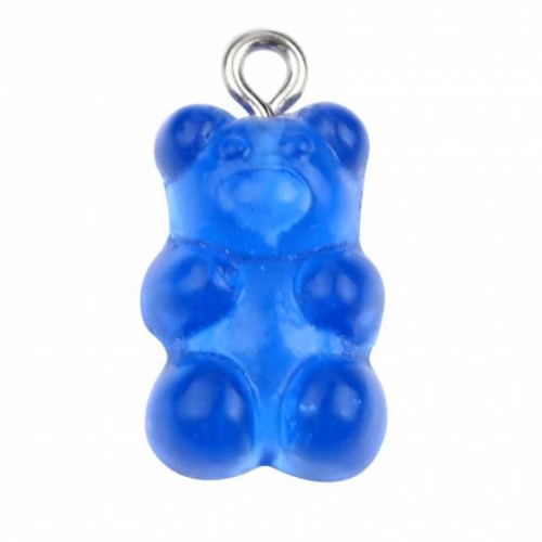 Colgante Oso Acrílico 21x11 mm - Azul Oscuro Transparente x1