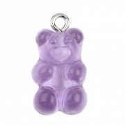 Colgante Oso Acrílico 21x11 mm - Violeta Claro x1