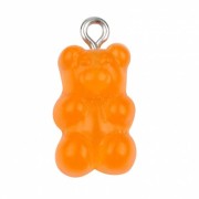 Colgante Oso Acrílico 21x11 mm - Naranja Fluorescente x1