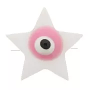 Cuenta de estrella de nácar 11x12 mm con diseño de ojo - Natural - Rosa x1