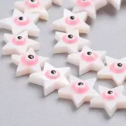 Cuenta de estrella de nácar 11x12 mm con diseño de ojo - Natural - Rosa x1