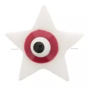 Cuenta de estrella de nácar 11x12 mm con diseño de ojo - Natural - Rojo x1