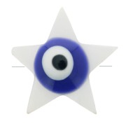 Cuenta de estrella de nácar 11x12 mm con diseño de ojo - Natural - Azul oscuro x1