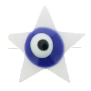 Cuenta de estrella de nácar 11x12 mm con diseño de ojo - Natural - Azul oscuro x1