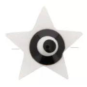 Cuenta de estrella de nácar 11x12 mm con diseño de ojo - Natural - Negra x1