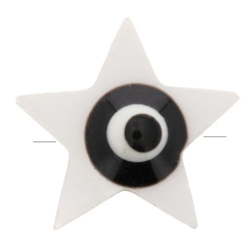 Cuenta de estrella de nácar 11x12 mm con diseño de ojo - Natural - Negra x1