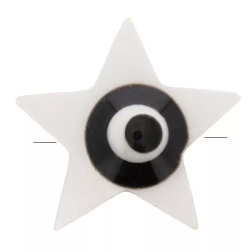 Cuenta de estrella de nácar 11x12 mm con diseño de ojo - Natural - Negra x1
