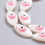 Cuenta de ojo de nácar 17x8 mm - Natural - Rosa x1