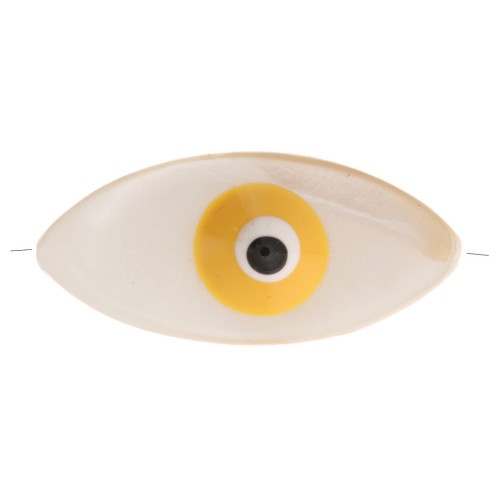 Ojo de nácar 17x8 mm - Natural - Amarillo x1