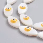 Ojo de nácar 17x8 mm - Natural - Amarillo x1