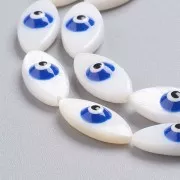 Cuenta de ojo de nácar 17x8 mm - Natural - Azul oscuro x1