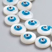 Cuenta redonda de nácar de 10 mm. con ojo - Natural - Azul x1