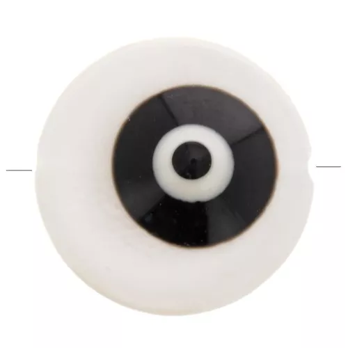 Cuenta redonda de nácar de 10 mm con diseño de ojo - Natural - Negra x1