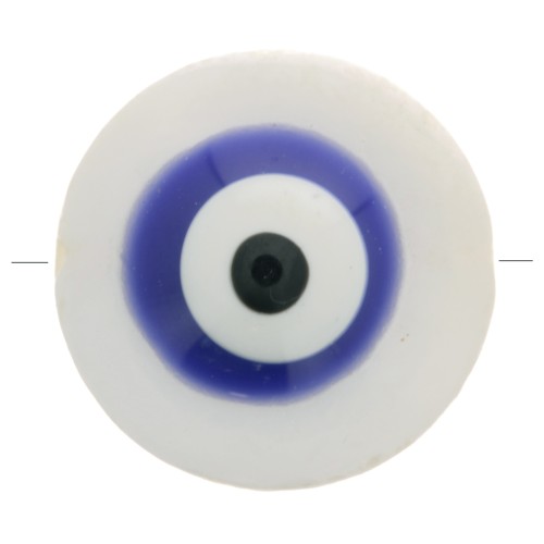 Cuenta redonda de nácar de 10 mm con diseño de ojo - Natural - Azul oscuro x1