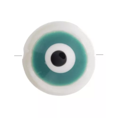 Cuenta redonda de nácar de 8 mm. con diseño de ojo - Natural - Verde x1