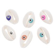 Medias conchas Cauri 18 a 20 mm - patrón de ojos - Natural - Multicolor x6|raw }}