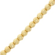 Cuentas redondas estriadas con acabado de diamante, 2 mm - Plata 925 dorada, 50 unidades